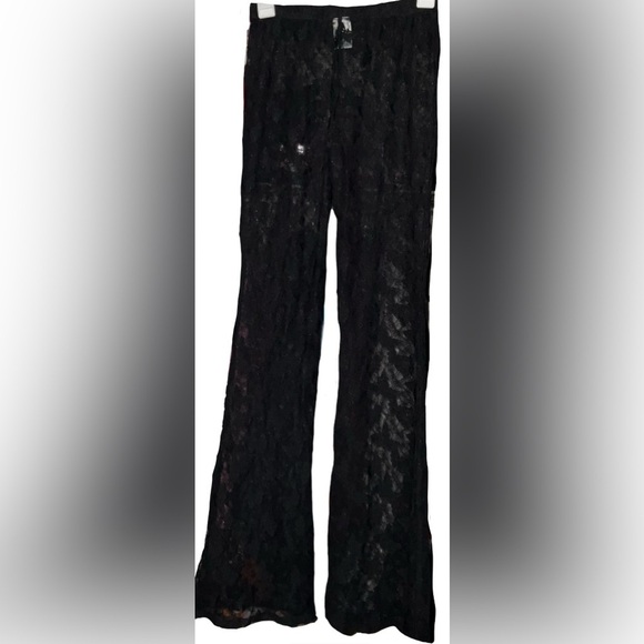 Wild Fable Black Lace Butterfly Print Mesh Flared Pants Swim Cover Up Size XS - Picture 2 of 4